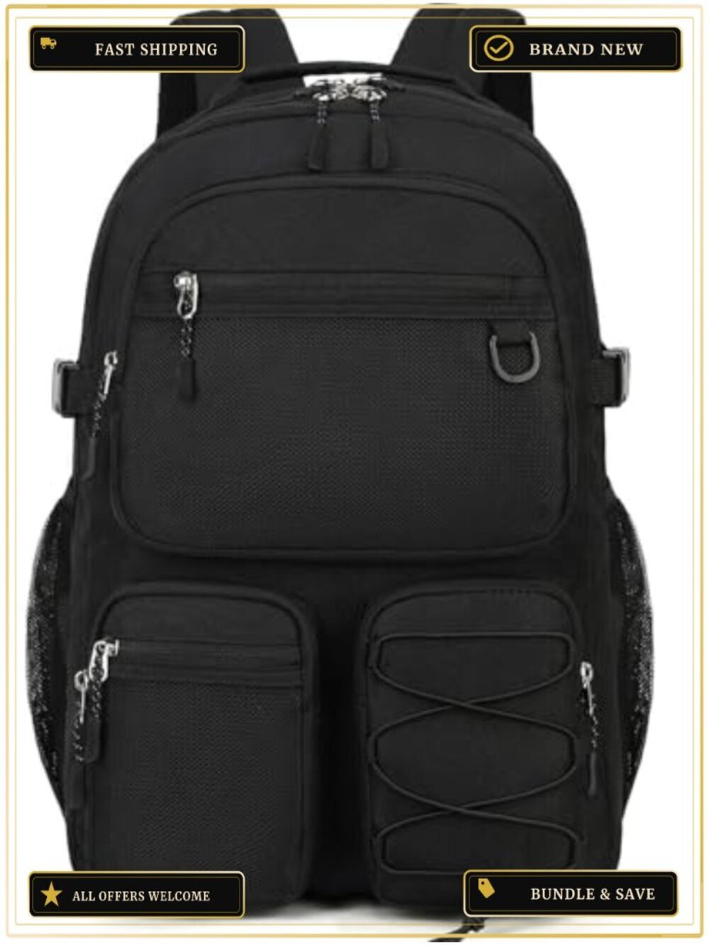 Water Resistant 15.6" Laptop Backpack with Multiple Pockets Lightweight